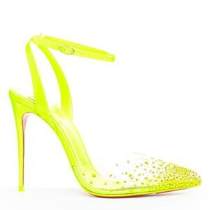 CHRISTIAN LOUBOUTIN Spikaqueen 100 yellow PVC strass degrade pump EU36.5 US6.5